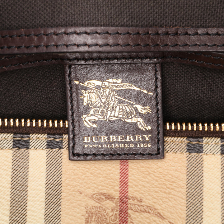 Small Haymarket Check Coated Canvas Chester Bowling Bag Brown - Gaby Paris
