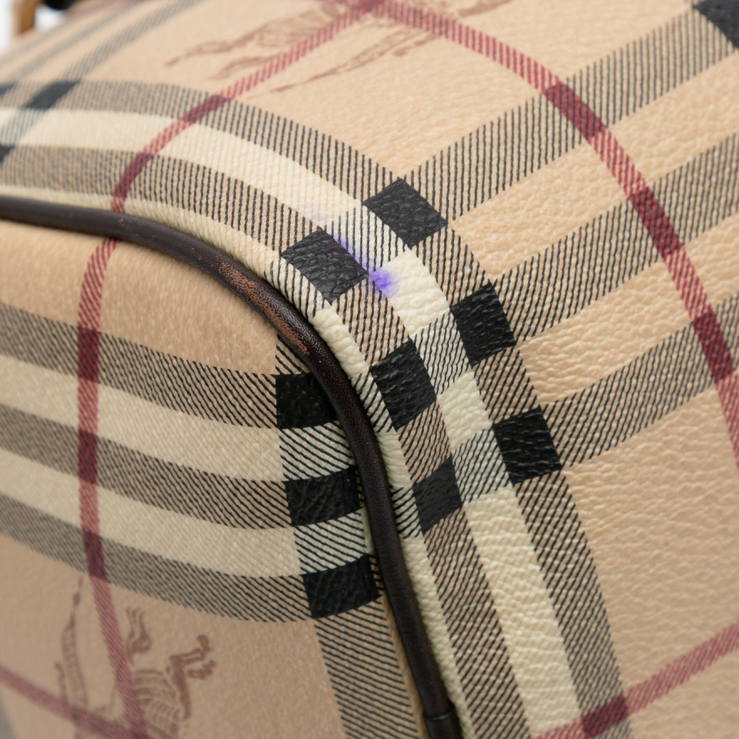 Small Haymarket Check Coated Canvas Chester Bowling Bag Brown - Gaby Paris