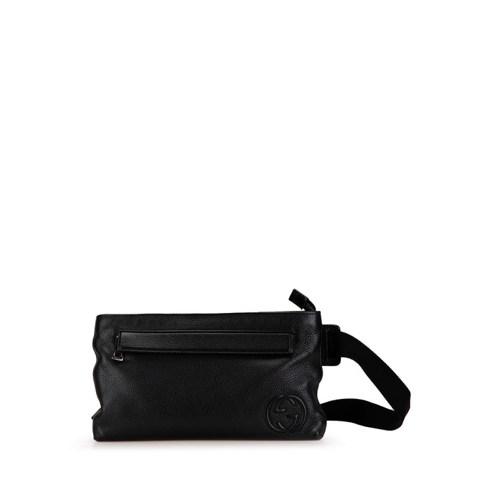 Leather Soho Zip Belt Bag Black - Gaby Paris