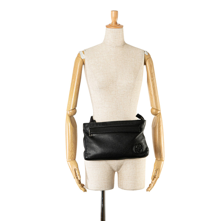 Leather Soho Zip Belt Bag Black - Gaby Paris