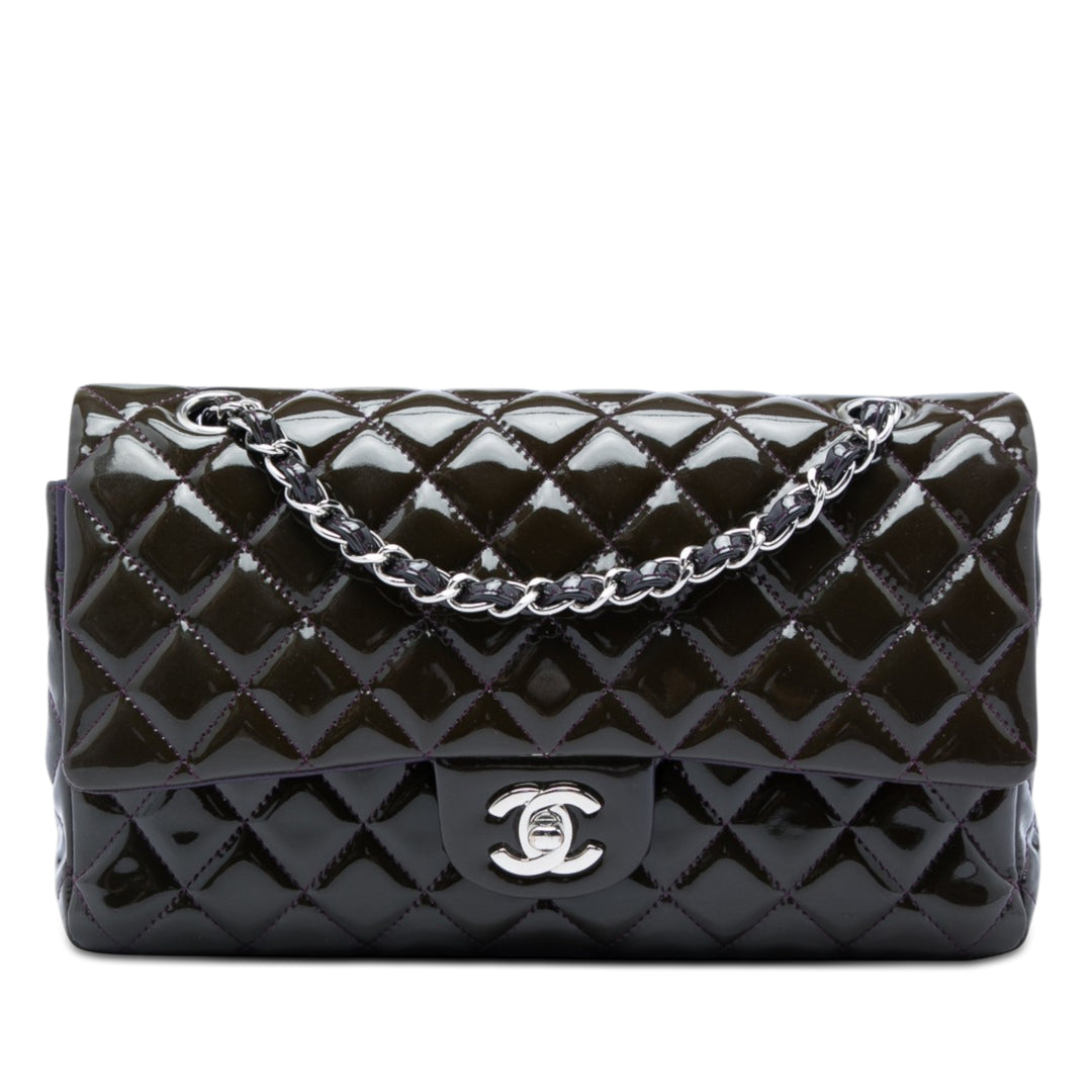 Chanel Medium Classic Cuir verni Double rabat