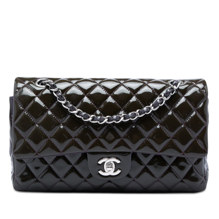 Chanel Medium Classic Cuir verni Double rabat