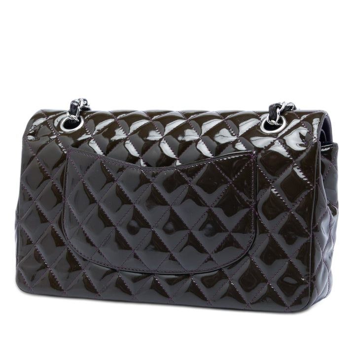 Chanel Medium Classic Cuir verni Double rabat