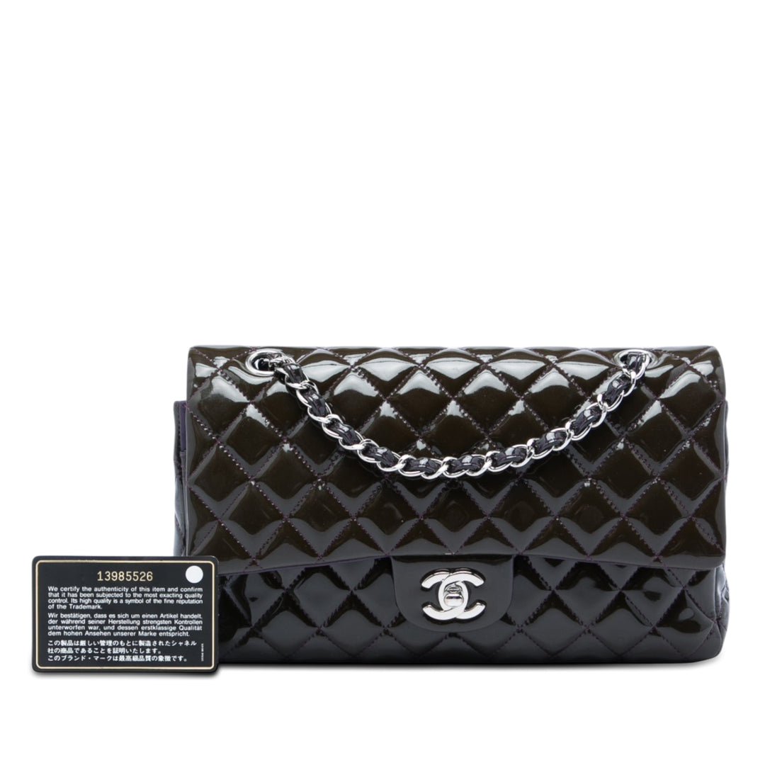 Chanel Medium Classic Cuir verni Double rabat