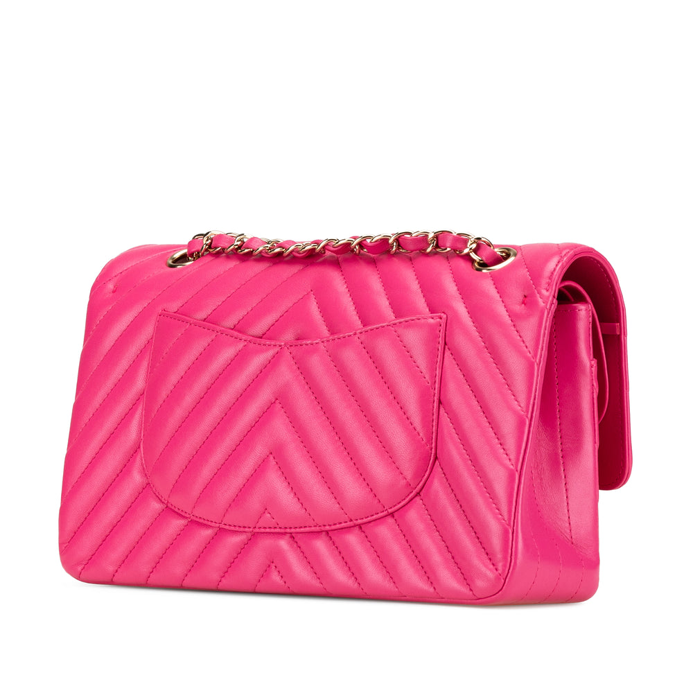 Medium Classic Chevron Lambskin Double Flap Pink - Gaby Paris