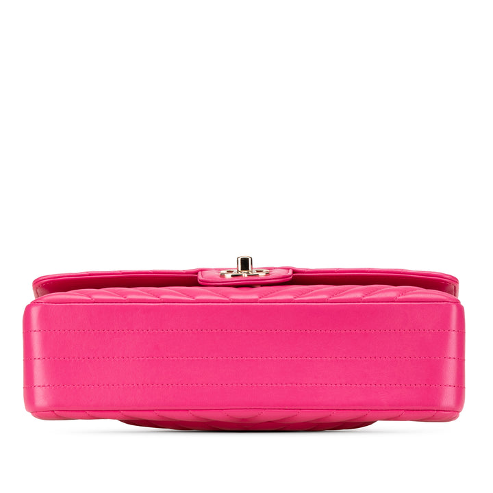 Medium Classic Chevron Lambskin Double Flap Pink - Gaby Paris