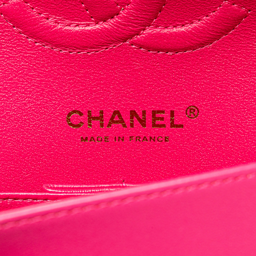 Medium Classic Chevron Lambskin Double Flap Pink - Gaby Paris
