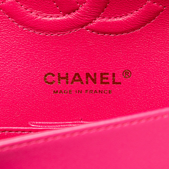 Medium Classic Chevron Lambskin Double Flap Pink - Gaby Paris