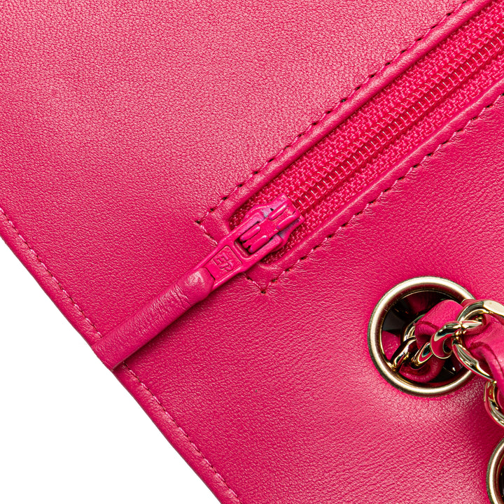 Medium Classic Chevron Lambskin Double Flap Pink - Gaby Paris