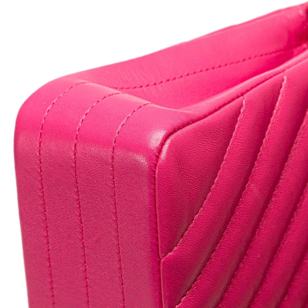 Medium Classic Chevron Lambskin Double Flap Pink - Gaby Paris