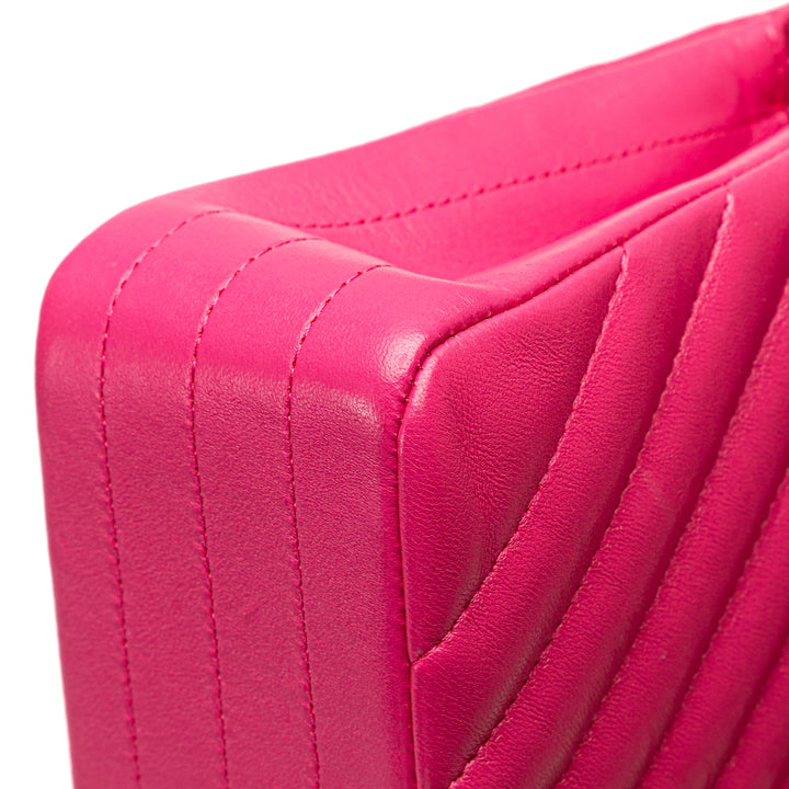 Medium Classic Chevron Lambskin Double Flap Pink - Gaby Paris