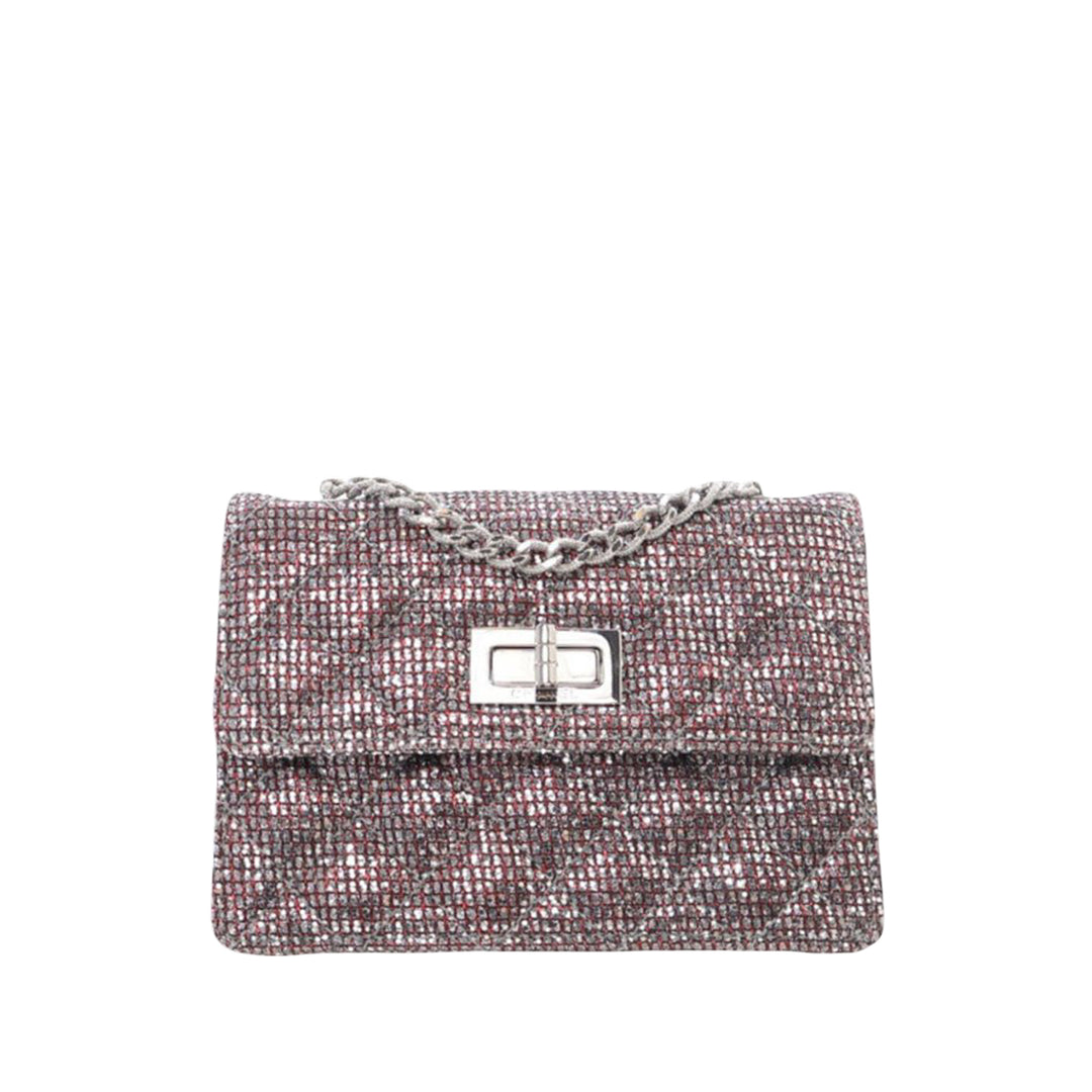 Chanel Mini Glitter Toile Reissue 2.55 à rabat