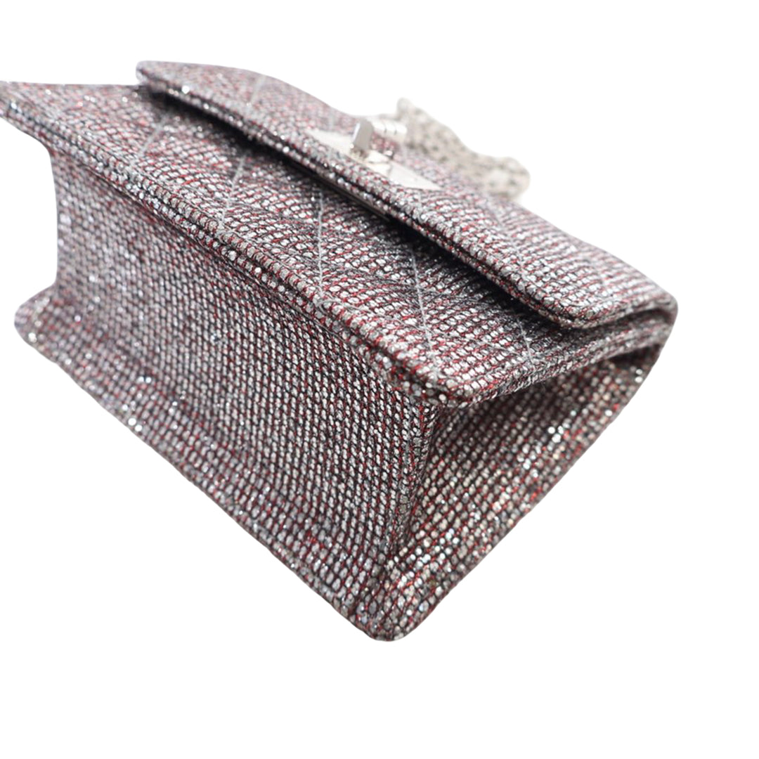 Chanel Mini Glitter Toile Reissue 2.55 à rabat