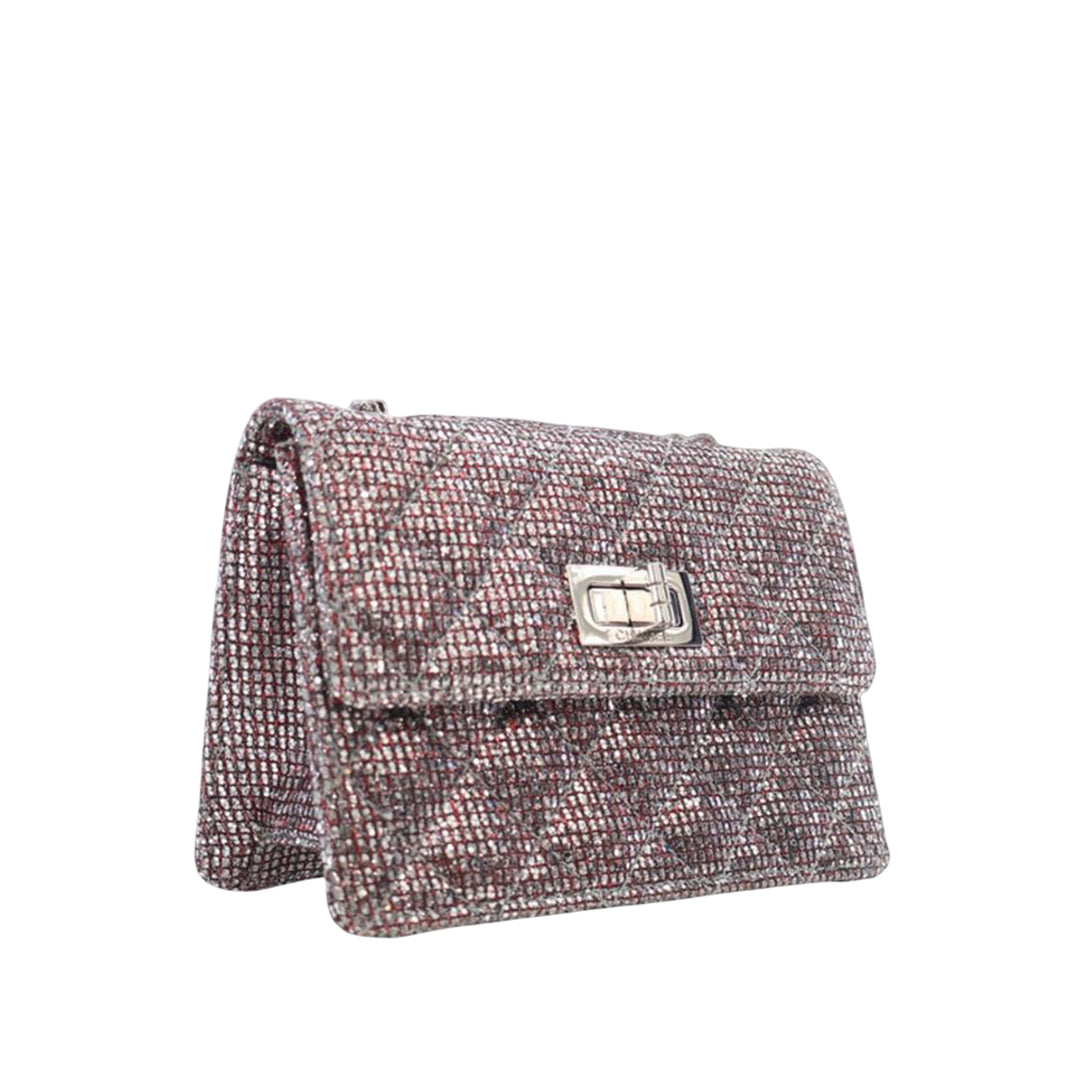 Chanel Mini Glitter Toile Reissue 2.55 à rabat