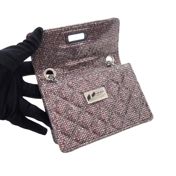 Chanel Mini Glitter Toile Reissue 2.55 à rabat