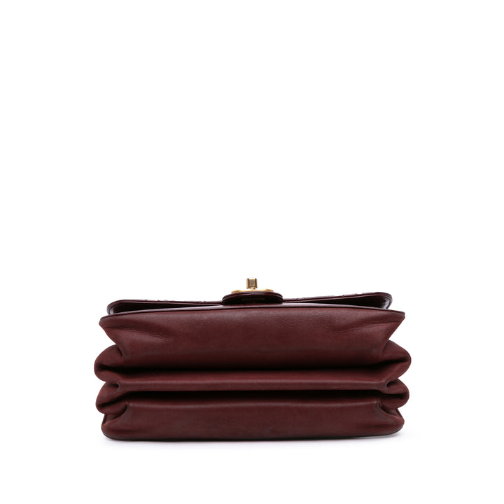 Small Aged Calfskin Straight Lined Flap Red - Gaby Paris
