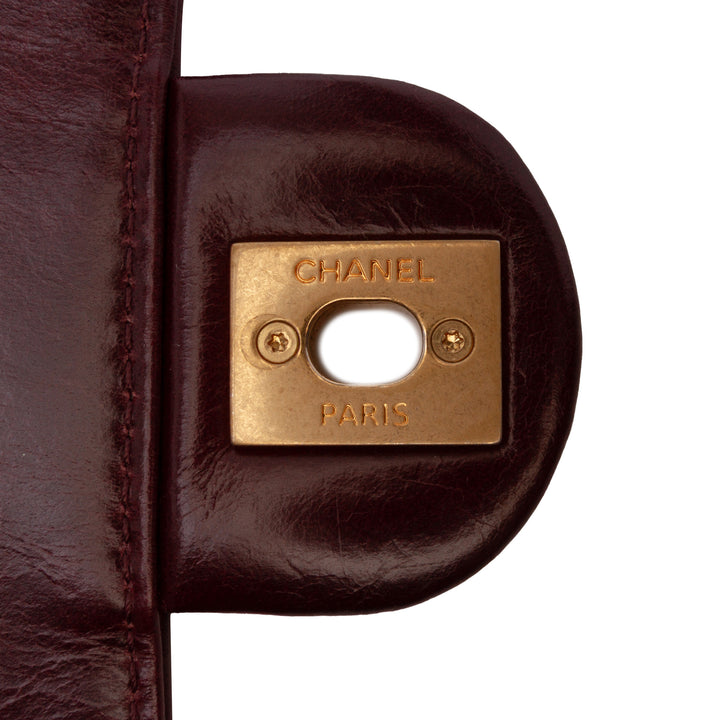 Small Aged Calfskin Straight Lined Flap Red - Gaby Paris