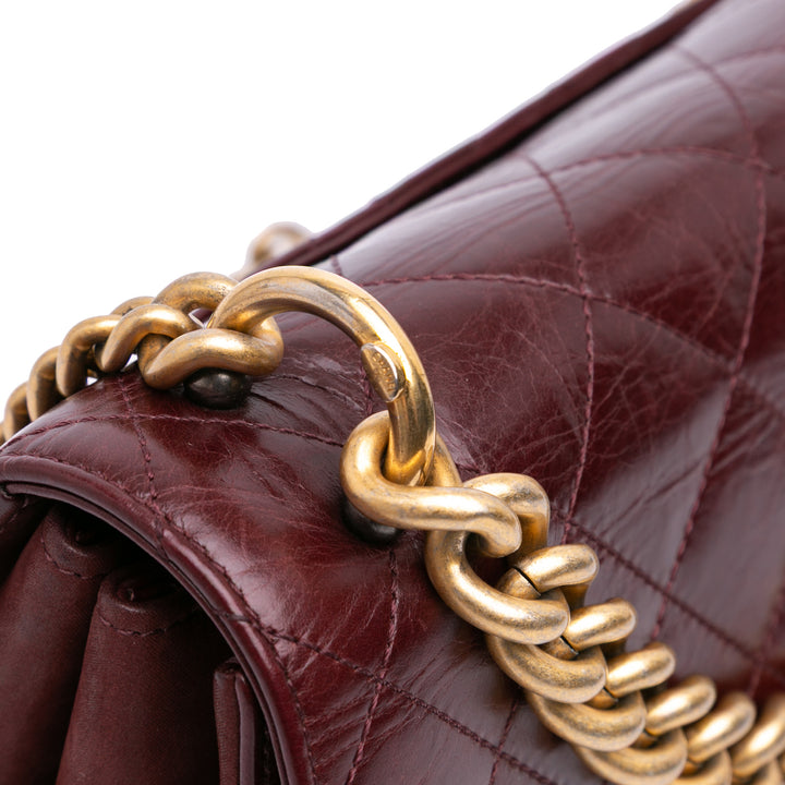 Small Aged Calfskin Straight Lined Flap Red - Gaby Paris