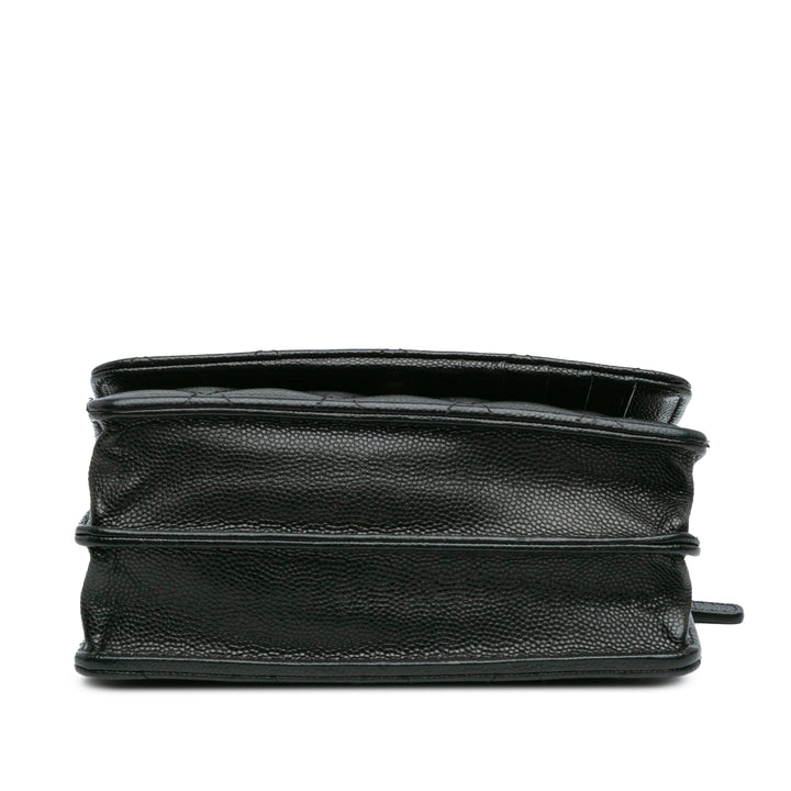 Mini Quilted Caviar Wallet On Chain Black - Gaby Paris