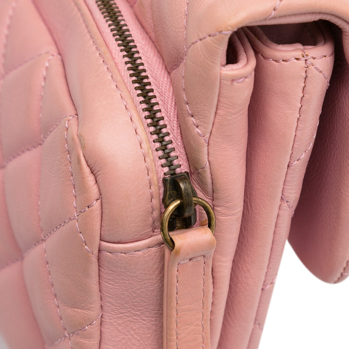 CC Quilted Calfskin Single Flap Pink - Gaby Paris