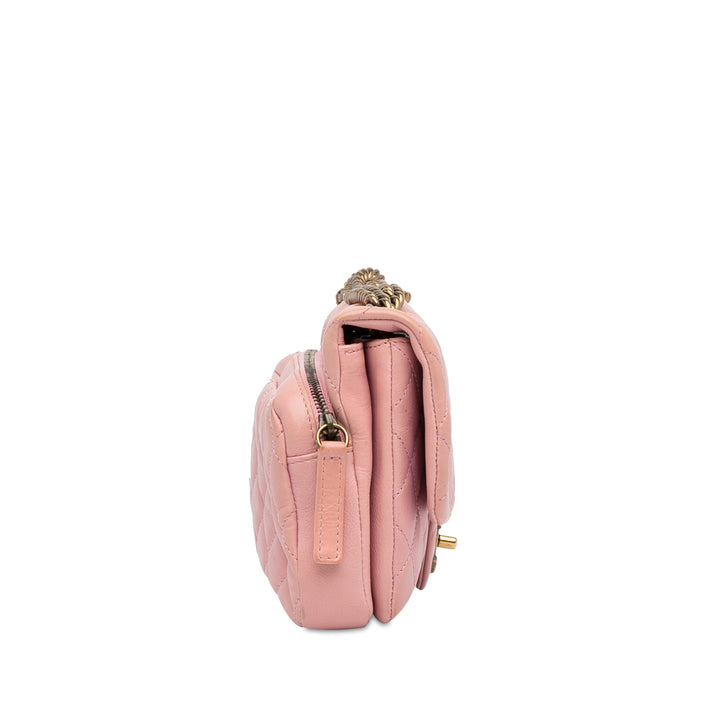 CC Quilted Calfskin Single Flap Pink - Gaby Paris