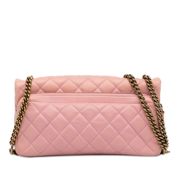 CC Quilted Calfskin Single Flap Pink - Gaby Paris