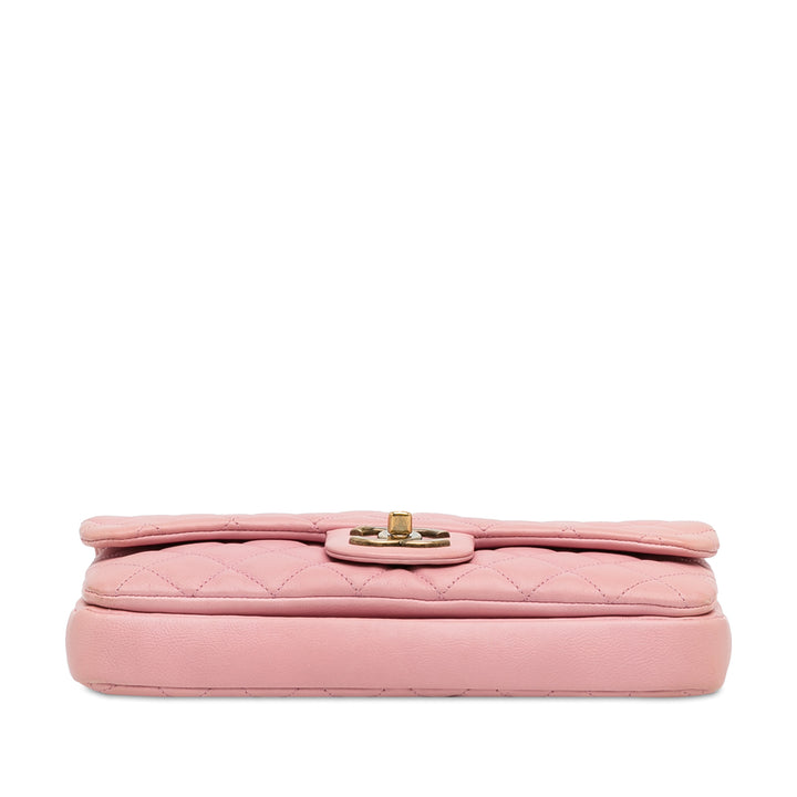 CC Quilted Calfskin Single Flap Pink - Gaby Paris