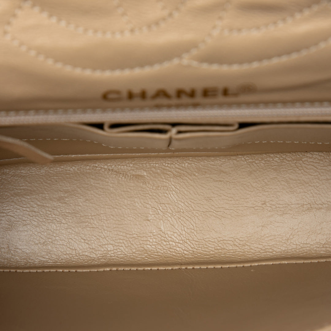 Paris Édition limitée CC Matelassé Double rabat Petit Cuir d'agneau Beige