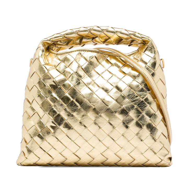 Bottega Veneta Mini Metallic Nappa Intrecciato Hop Sac