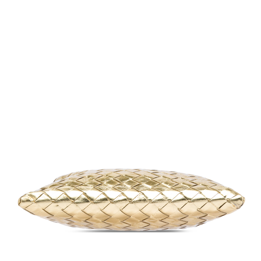 Bottega Veneta Mini Metallic Nappa Intrecciato Hop Sac