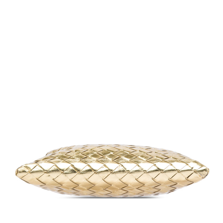 Bottega Veneta Mini Metallic Nappa Intrecciato Hop Sac
