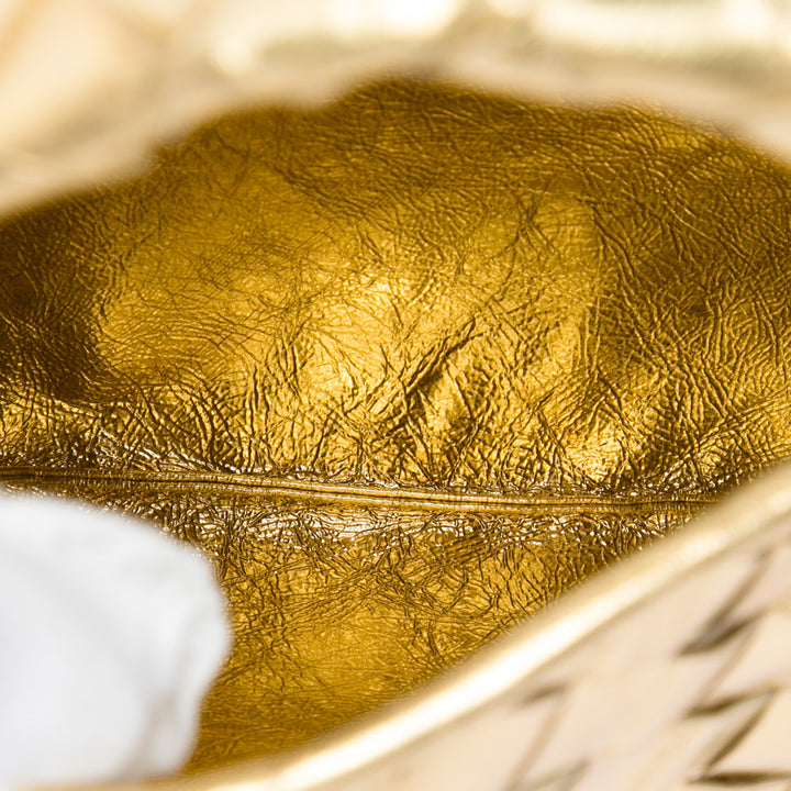 Bottega Veneta Mini Metallic Nappa Intrecciato Hop Sac