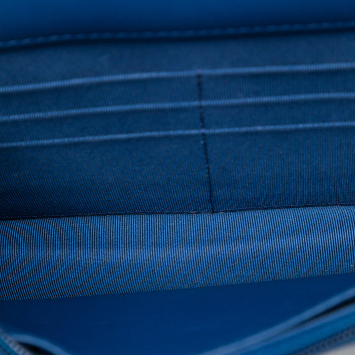 CC Matelassé Wallet on Chain Cuir d'agneau Bleu