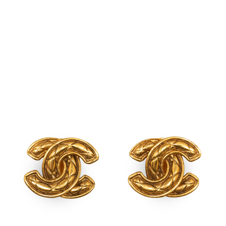 CC Quilted Clip On Earrings Gold - Gaby Paris