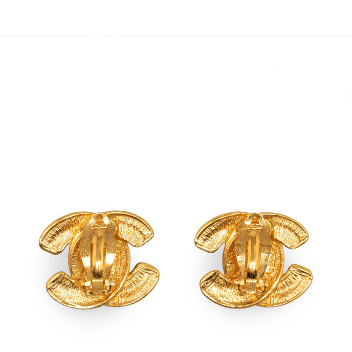 CC Quilted Clip On Earrings Gold - Gaby Paris