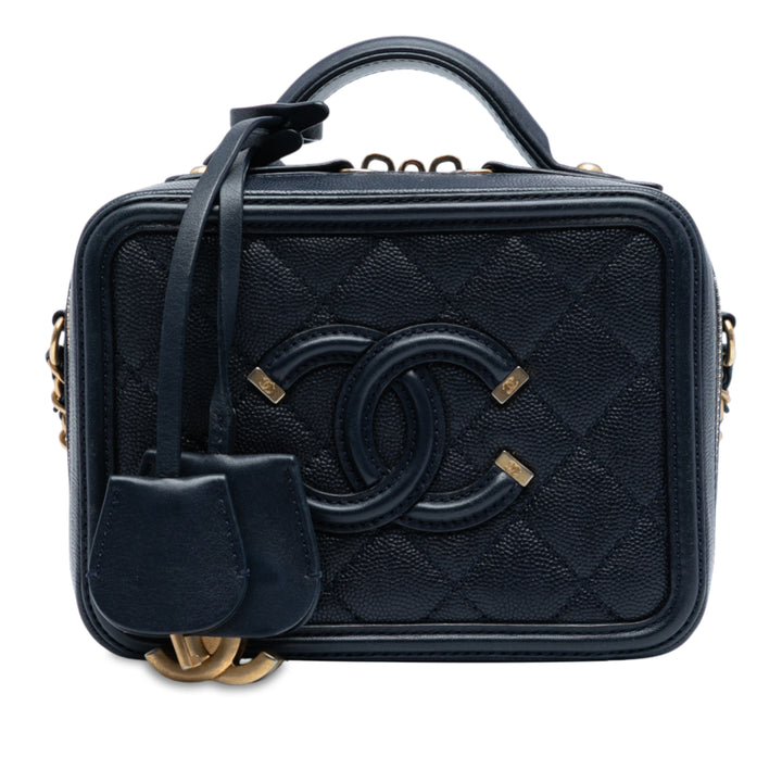 Chanel CC Filigree Vanity Petit Cuir caviar Bleu
