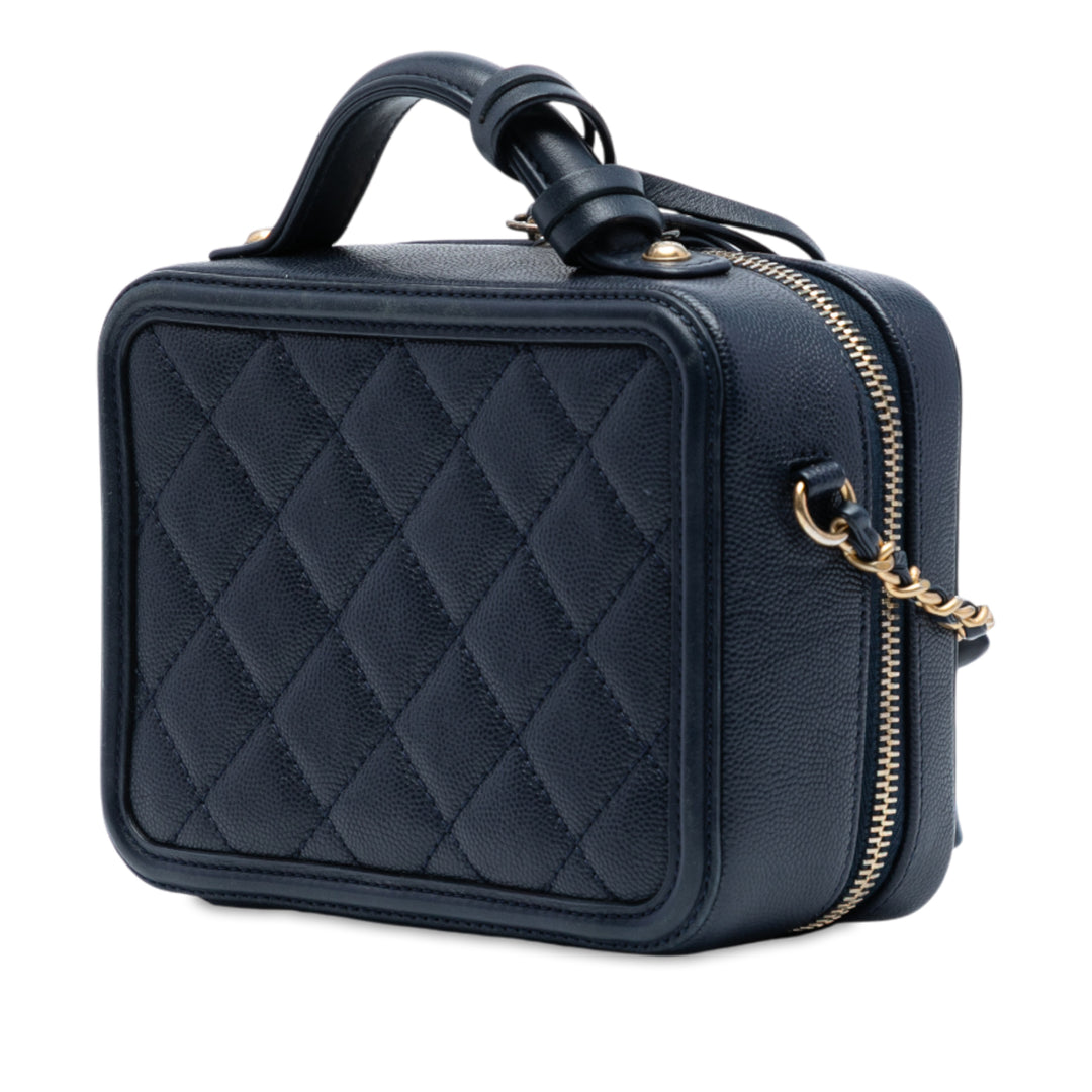 Chanel CC Filigree Vanity Petit Cuir caviar Bleu