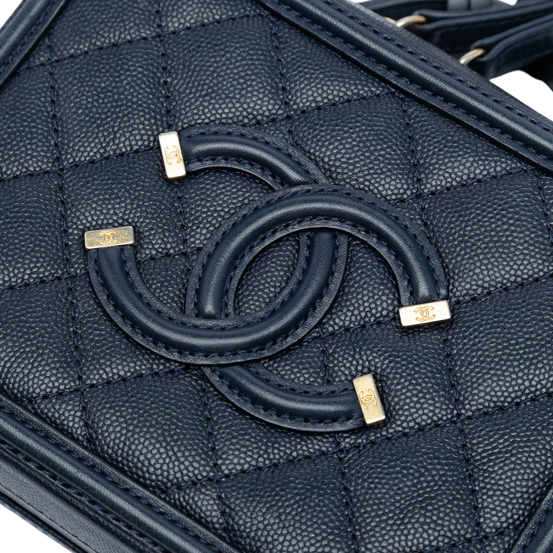 Chanel CC Filigree Vanity Petit Cuir caviar Bleu