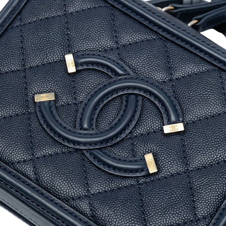 Chanel CC Filigree Vanity Petit Cuir caviar Bleu