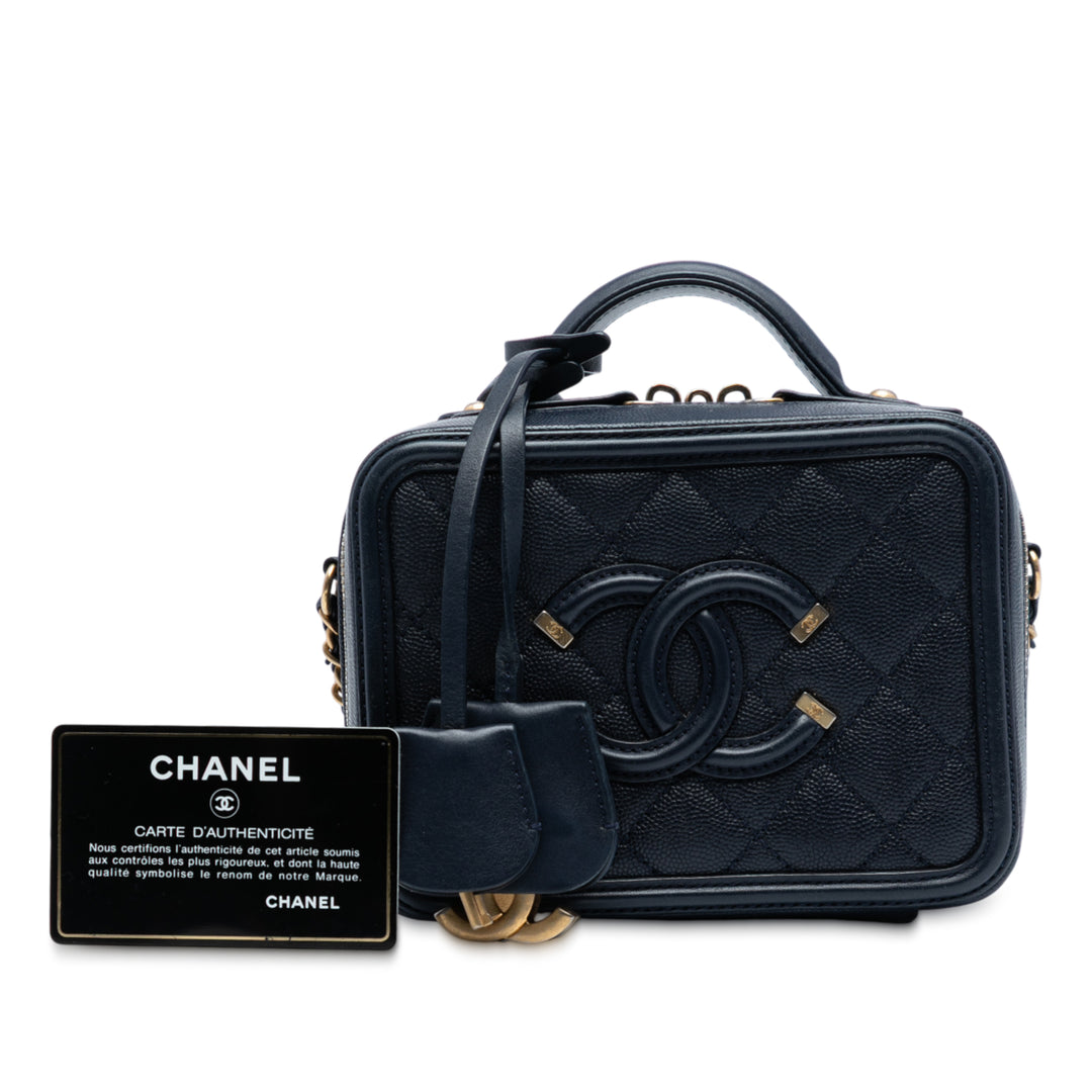 Chanel CC Filigree Vanity Petit Cuir caviar Bleu