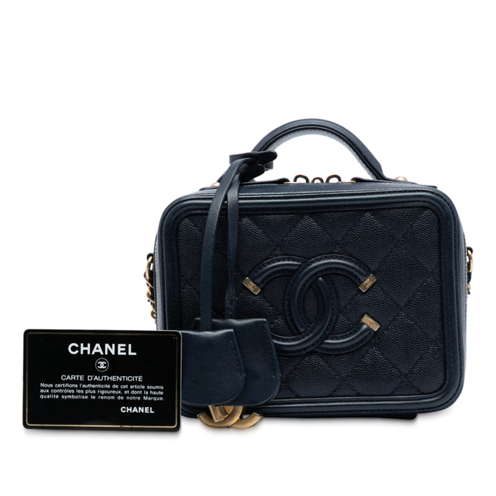 Chanel CC Filigree Vanity Petit Cuir caviar Bleu