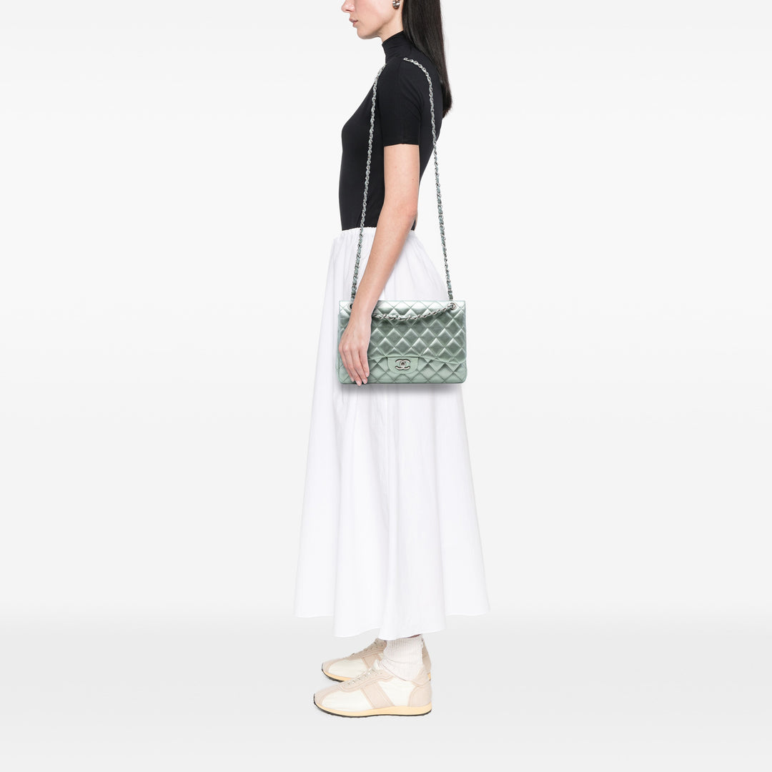 Chanel Jumbo Classic Metallic Cuir d’agneau Double rabat