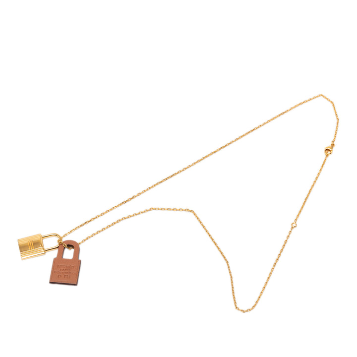 Hermès plaqué et O Kelly Pendant Collier Cuir Swift