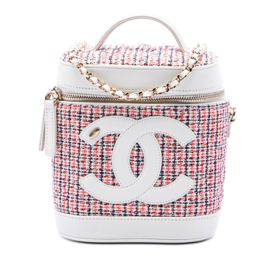 Chanel Tweed et Cuir d’agneau Vanity Cosmetic Étui