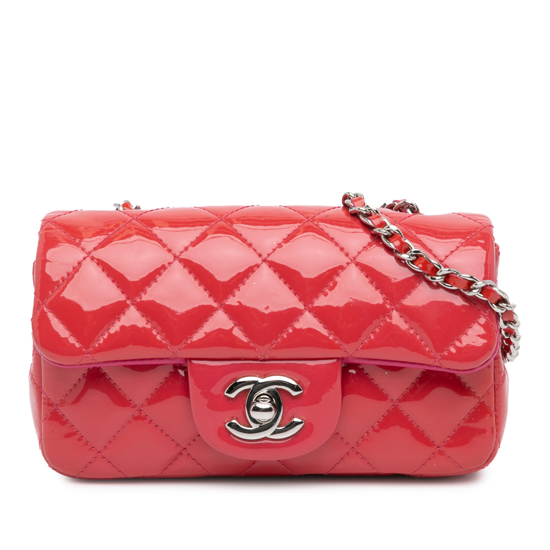 Extra Mini Rectangular Classic Patent Flap Red - Gaby Paris