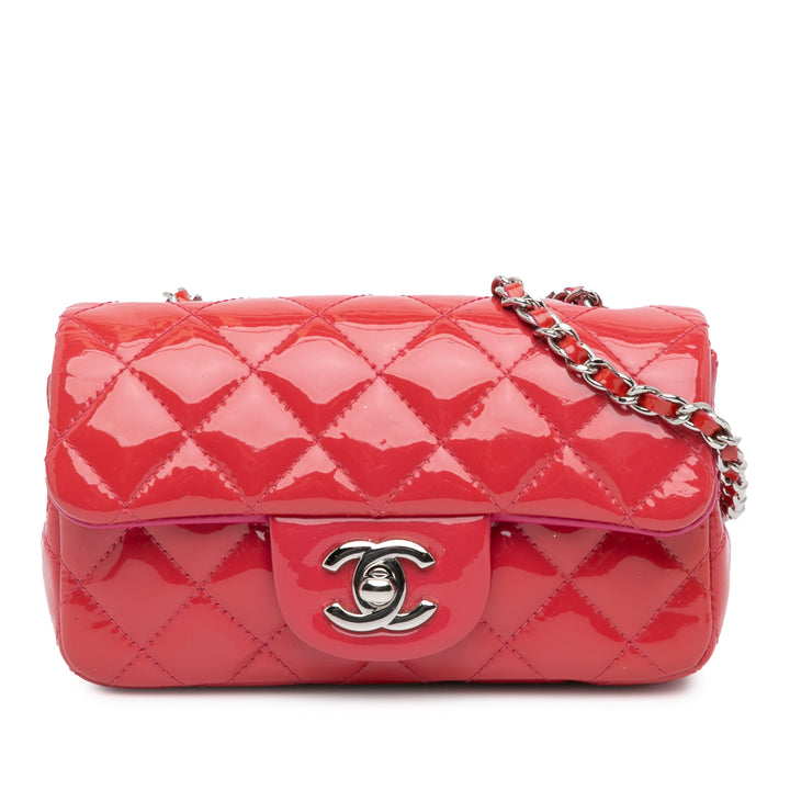 Extra Mini Rectangular Classic Patent Flap Red - Gaby Paris