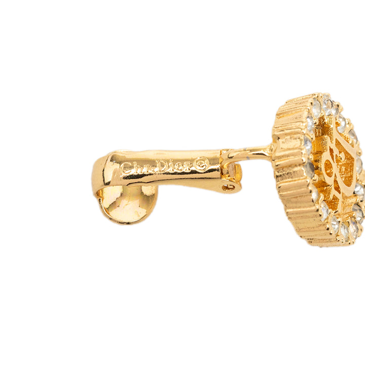 Dior plaqué Strass Logo Clip On Boucles d'oreilles