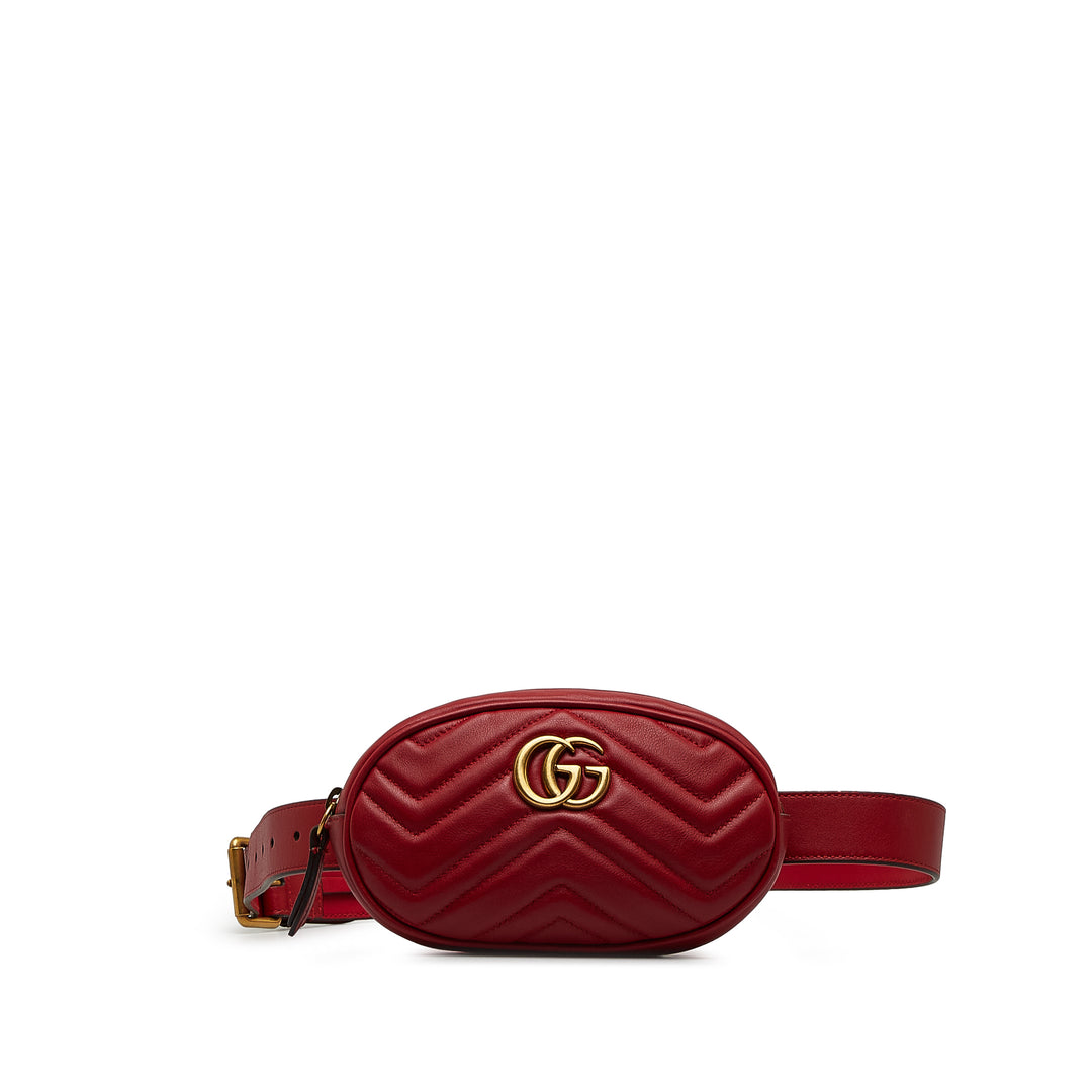 GG Marmont Matelasse Belt Bag Red - Gaby Paris