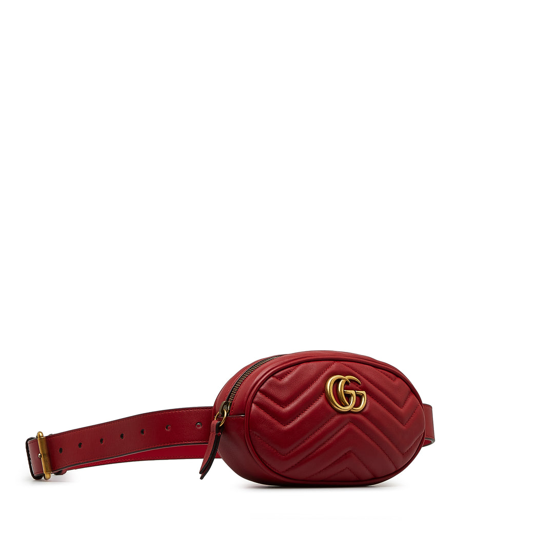 GG Marmont Matelasse Belt Bag Red - Gaby Paris