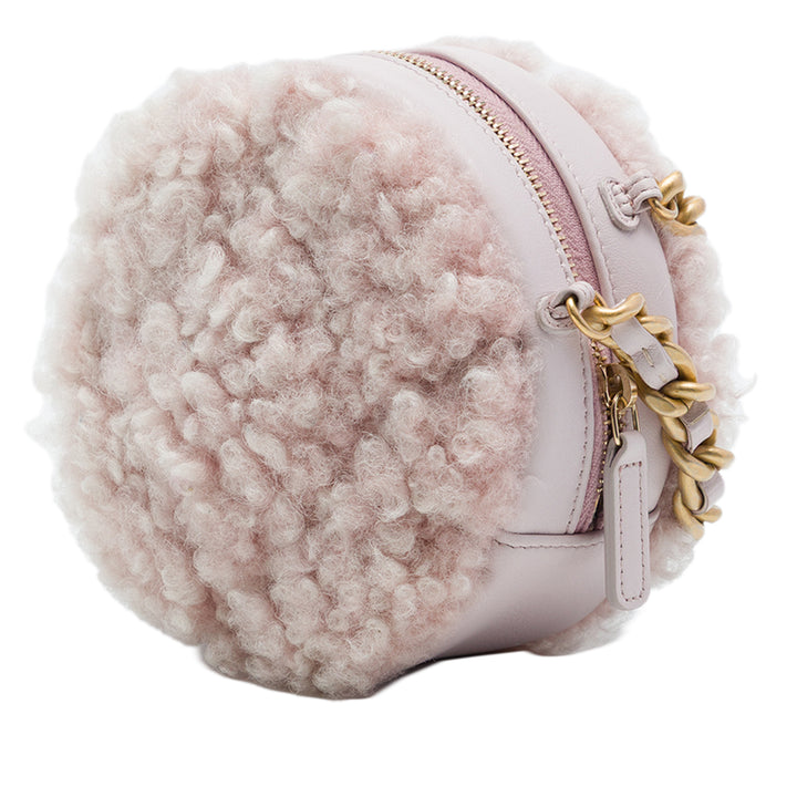 Chanel Pochette Shearling 19 Rond avec chaîne Matière naturelle Rose – vue 2 – GABY PARIS